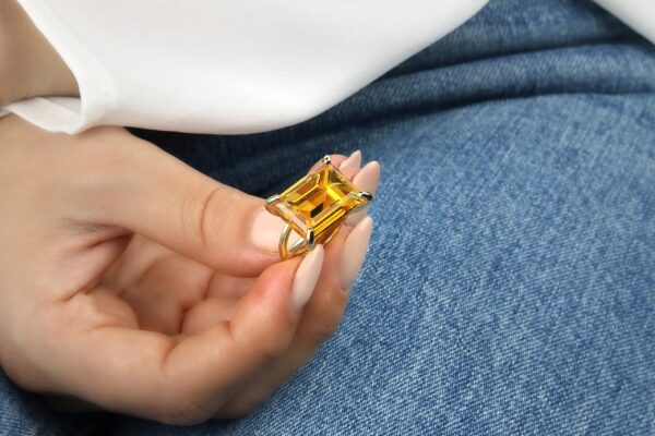 Citrine Rectangle Shape Gemstone Ring - Image 2