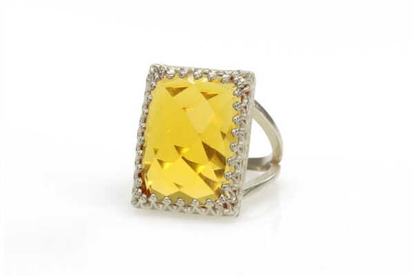 Citrine Rectangle Prong Gemstone Ring - Image 5