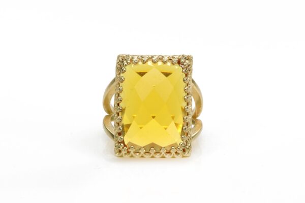 Citrine Rectangle Prong Gemstone Ring