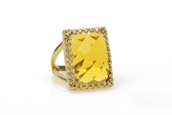 Citrine Rectangle Prong Gemstone Ring - Image 4