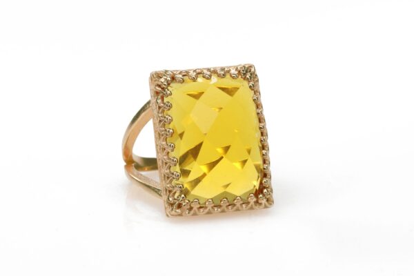 Citrine Rectangle Prong Gemstone Ring - Image 3