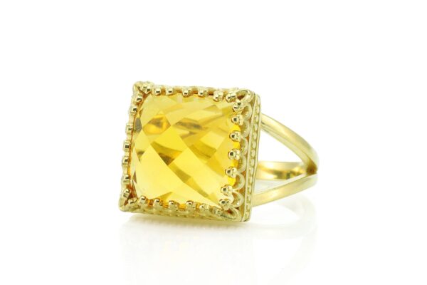 Citrine Cushion Shape Gemstone Ring